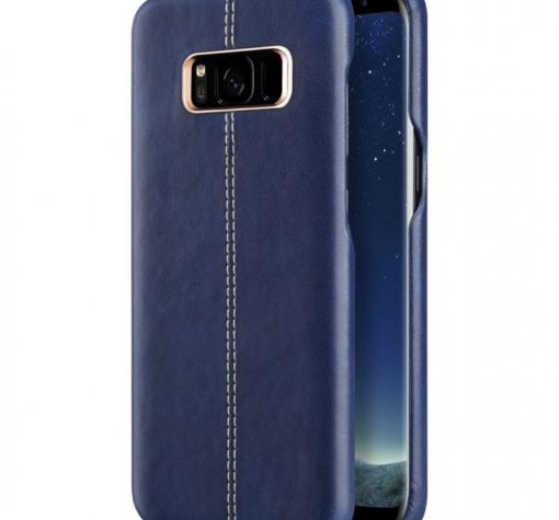 Луксозен кожен гръб VORSON за Samsung Galaxy S8 G950 - тъмно син