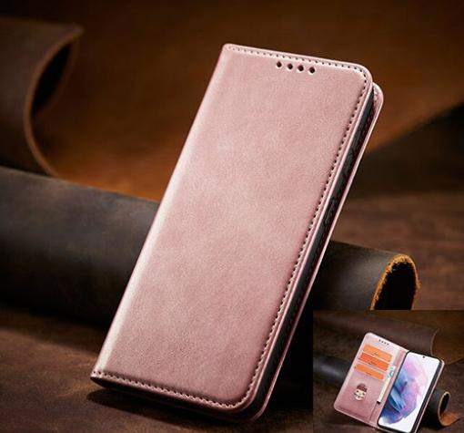 Кожен калъф Flip тефтер Magnetic Book със стойка за Samsung Galaxy A05s - Rose Gold