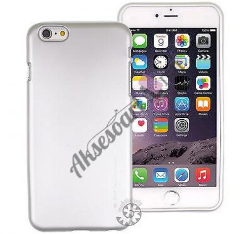 Луксозен силиконов калъф / гръб / TPU MERCURY i-Jelly Case Metallic Finish за Apple iPhone 7 - светло сив