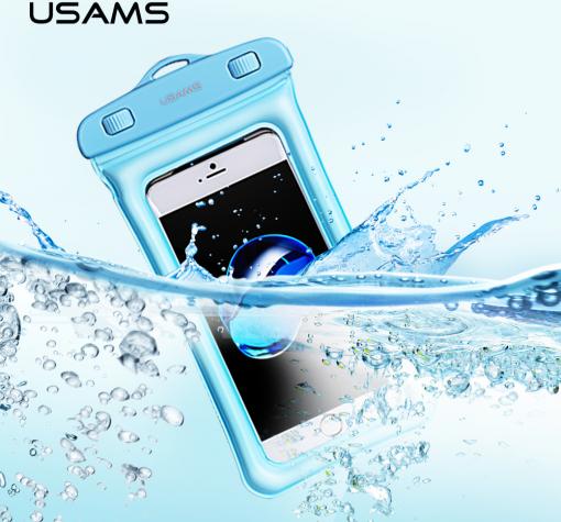 Универсален водоустойчив калъф / Waterproof Usams за мобилен телефон - светло син 6.0 inch — снимка 2