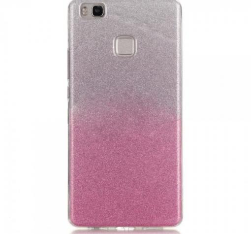 Силиконов калъф / гръб / TPU за Huawei P9 Lite Mini - преливащ / сребристо и розово / брокат — снимка 2