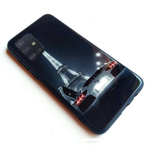 Луксозен стъклен твърд гръб за Samsung Galaxy S20 Ultra - Айфелова кула / кола