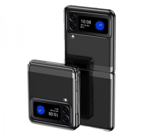 Луксозен кейс Plating Case за Samsung Galaxy Z Flip3 5G - прозрачен / черен кант