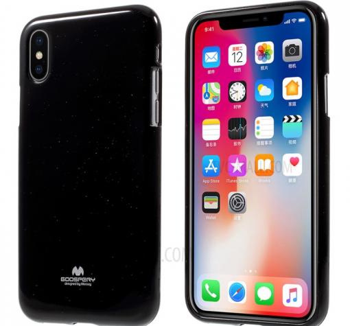 Луксозен силиконов калъф / гръб / TPU Mercury GOOSPERY Jelly Case за Apple iPhone X - черен — снимка 2