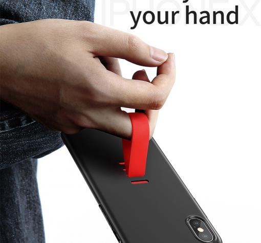 Луксозен гръб Baseus Little Tail Finger Grip Ring Holder за Apple iPhone X / iPhone XS - черен с червено — снимка 4