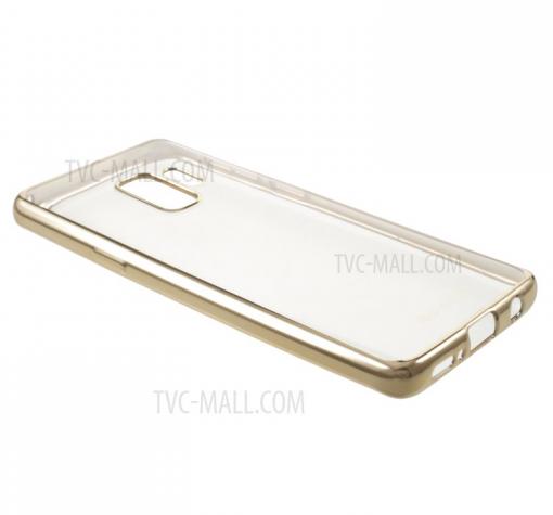 Оригинален силиконов калъф / гръб / TPU G-Case Plating за Samsung Galaxy S9 Plus G965 - прозрачен / златист кант — снимка 2