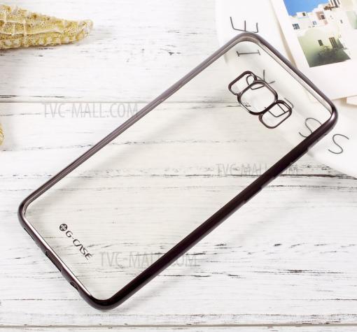 Оригинален силиконов калъф / гръб / TPU G-Case Plating за Samsung Galaxy S8 Plus G955 - прозрачен / черен кант