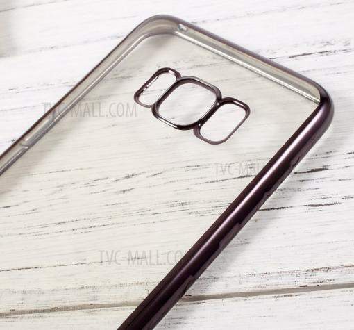 Оригинален силиконов калъф / гръб / TPU G-Case Plating за Samsung Galaxy S8 Plus G955 - прозрачен / черен кант — снимка 3
