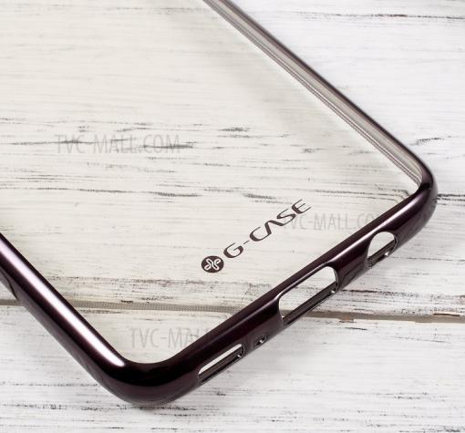 Оригинален силиконов калъф / гръб / TPU G-Case Plating за Samsung Galaxy S8 Plus G955 - прозрачен / черен кант — снимка 4