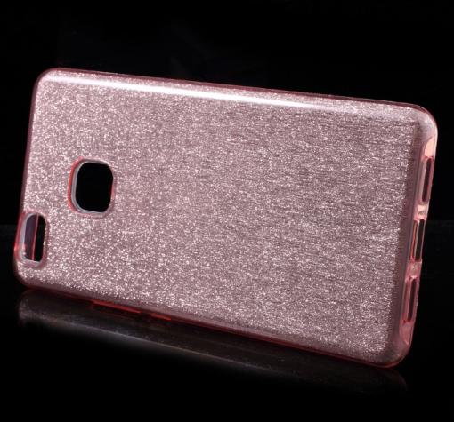 Луксозен силиконов калъф / гръб / TPU за Huawei P9 Lite - Rose Gold / брокат — снимка 2
