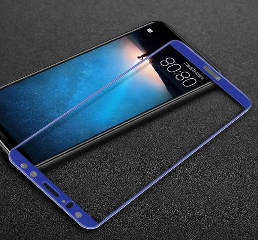3D full cover Tempered glass screen protector Huawei P20 Lite / Извит стъклен скрийн протектор Huawei P20 Lite - син