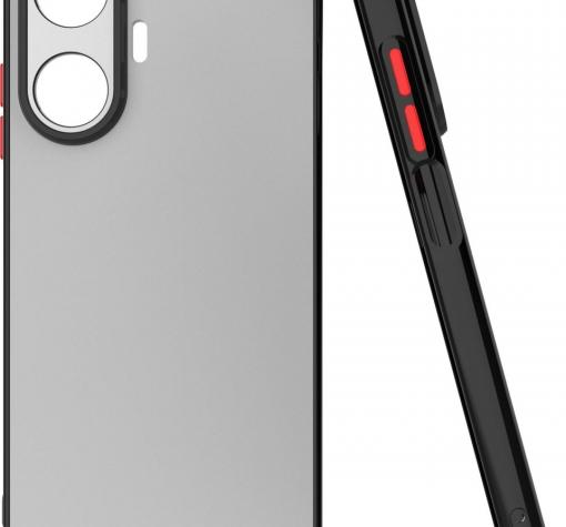 Луксозен твърд калъф / гръб Shockproof за Realme C65 - прозрачен / черен кант