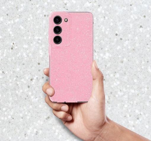 Луксозен силиконов калъф / кейс / Crystal Case TPU за Samsung Galaxy A55 - розов / брокат — снимка 2