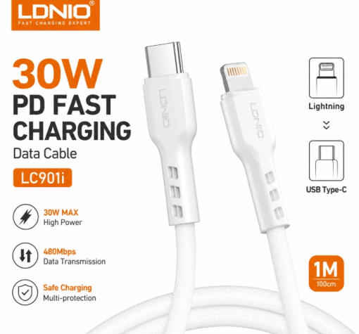 Кабел LDNIO LC901i USB Type-C към Lightning кабел 30W
