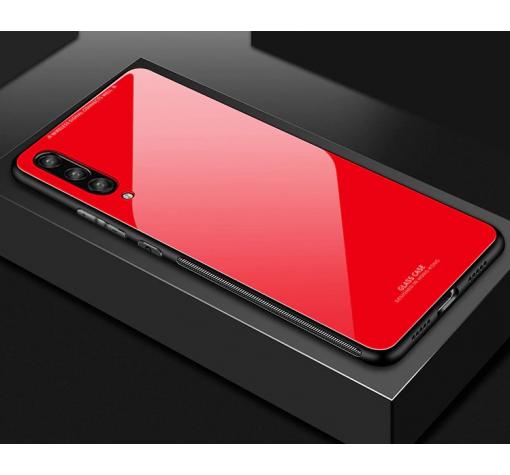 Луксозен стъклен твърд гръб за Samsung Galaxy A7 2018 A750F - червен