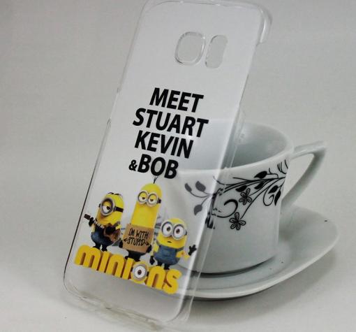 Твърд гръб за Samsung Galaxy S6 Edge G925 - прозрачен / Minions / Meet Stuart, Kevin & Bob — снимка 2