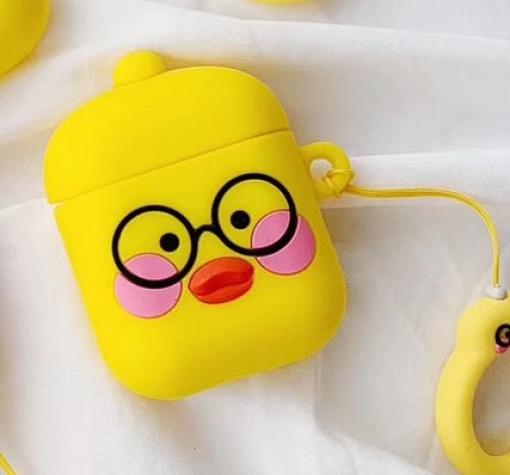 Силиконов калъф за AirPod - Yellow Chick with Glass