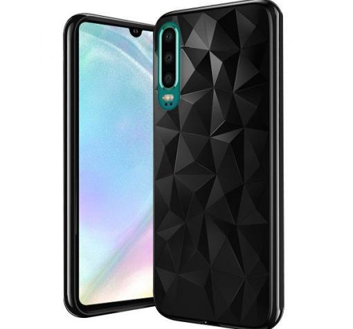 Луксозен силиконов калъф / гръб / TPU за Huawei P30 - призма / черен