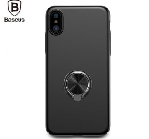 Оригинален твърд гръб Baseus Ring Bracket Case със стойка за Apple iPhone X - черен — снимка 2