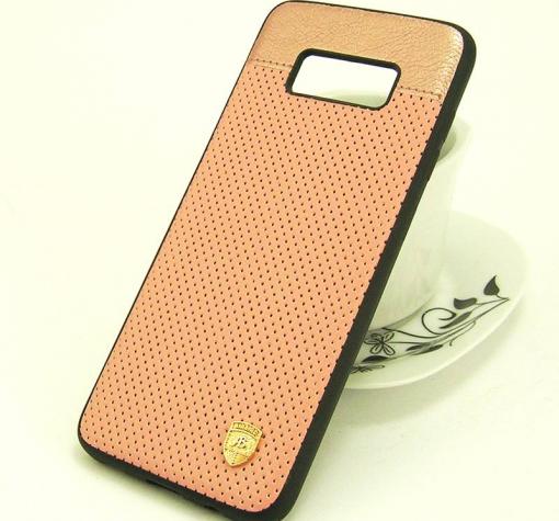 Луксозен кожен твърд гръб AIRBIRD със силиконов кант за Samsung Galaxy S8 G950 - Rose Gold / Grid