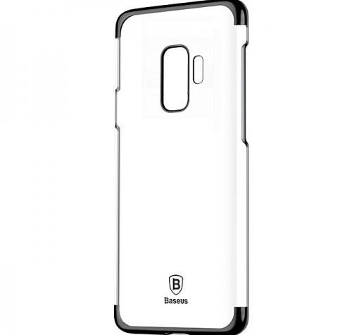 Луксозен твърд гръб Baseus Glitter Case за Samsung Galaxy S9 G960 - прозрачен / черен кант — снимка 2