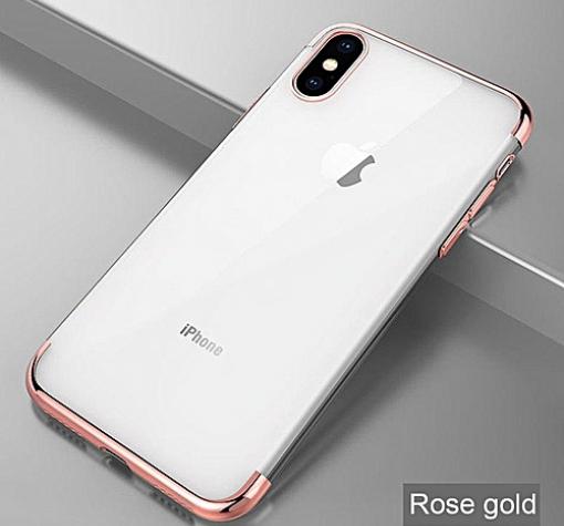 Луксозен силиконов калъф / гръб / TPU за Apple iPhone 11 - прозрачен / Rose Gold кант — снимка 2