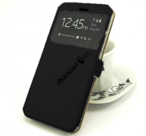 Кожен калъф Flip тефтер S-View със стойка за Huawei Nova - черен / ромбове / Flexi