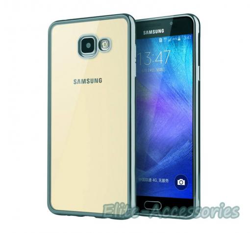 Луксозен твърд гръб за Samsung Galaxy A3 2016 A310 - прозрачен / син кант