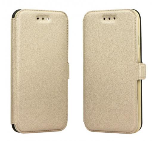 Кожен калъф Flip тефтер със стойка за Samsung Galaxy S8 Plus G955 - златист / Flexi