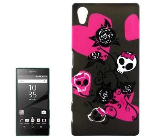 Твърд гръб за Sony Xperia Z5 - черен / черепи