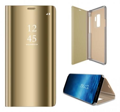 Луксозен калъф Clear View Cover с твърд гръб за Samsung Galaxy A6 2018 A600F - златист — снимка 2