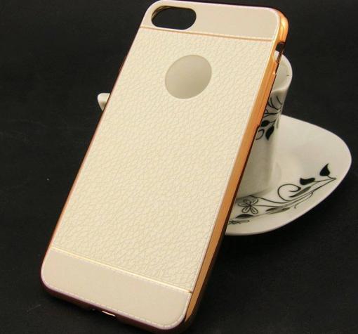 Луксозен силиконов калъф / гръб / TPU за Apple iPhone 6 / iPhone 6S - бял / имитиращ кожа