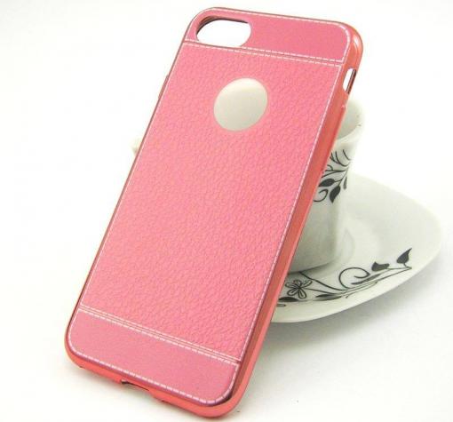 Луксозен силиконов калъф / гръб / TPU за Apple iPhone 6 / iPhone 6S - розов / имитиращ кожа