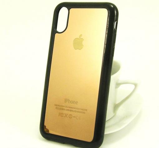 Луксозен стъклен твърд гръб за Apple iPhone X - златист