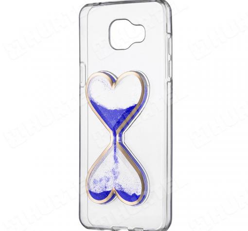 Силиконов калъф / гръб / TPU 3D за Samsung Galaxy A3 2016 A310 - прозрачен с лилав брокат / пясъчен часовник