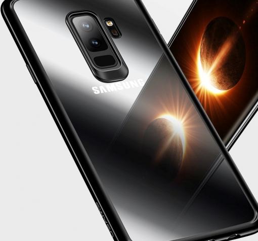 Луксозен гръб USAMS MANT Series за Samsung Galaxy S9 G960 - прозрачен / черен кант