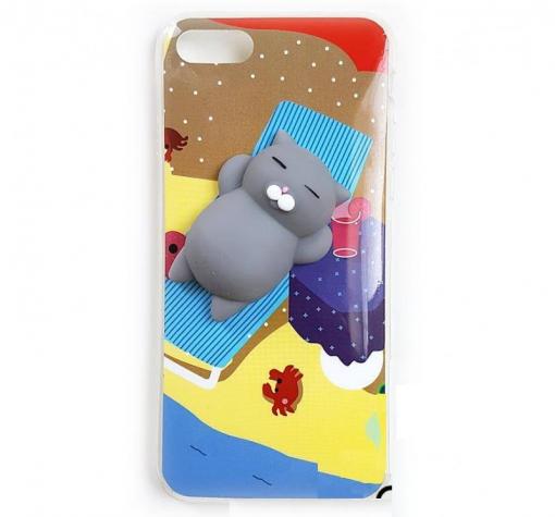Луксозен силиконов калъф / гръб / TPU 4D Squishy за Apple iPhone 7 / iPhone 8 - цветен / плаж / Cat