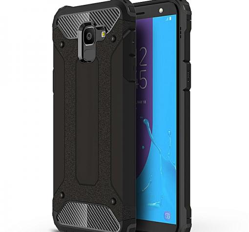 Силиконов гръб TPU Spigen Hybrid с твърда част за Samsung Galaxy J6 2018 - черен