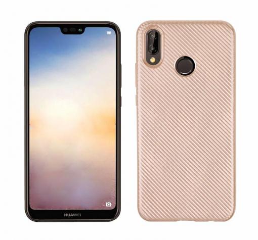 Силиконов калъф / гръб / TPU за Huawei P20 Lite - златист / Carbon