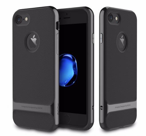 Луксозен силиконов калъф / гръб / ROCK Royce Series за Apple iPhone 7 plus - черен