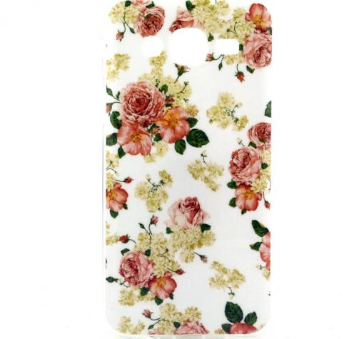 Силиконов калъф / гръб / TPU за Samsung Galaxy J5 J500 - бял / рози