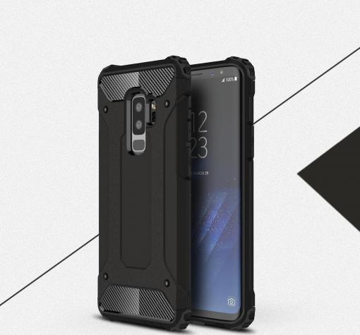 Силиконов гръб TPU Spigen Hybrid с твърда част за Samsung Galaxy S9 Plus G965 - черен