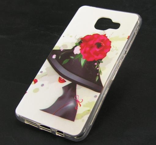 Силиконов калъф / гръб / TPU за Samsung Galaxy A3 2016 A310 -  момиче / шапка с цветя