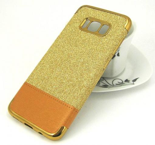 Луксозен силиконов калъф / гръб / TPU за Samsung Galaxy S8 Plus G955 - златист / брокат / кожа