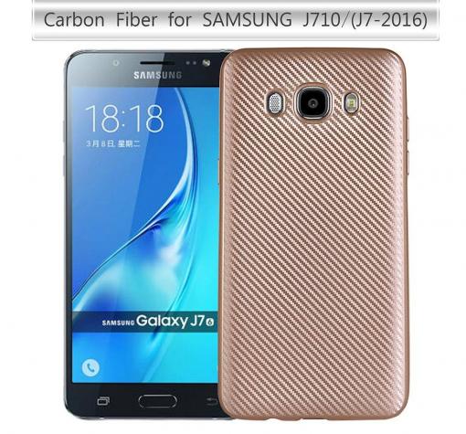 Луксозен силиконов калъф / гръб / TPU за Samsung Galaxy J7 2016 J710 - златист / carbon