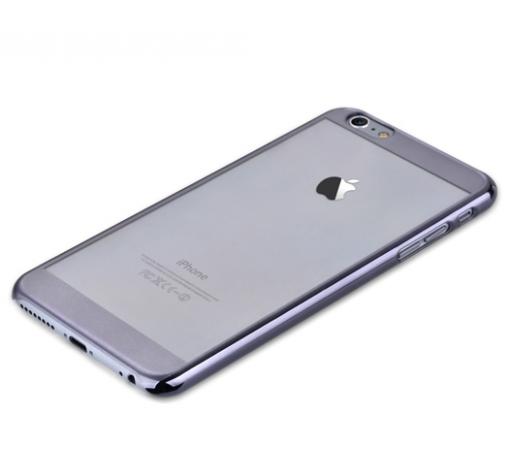 Луксозен твърд гръб / капак / VOUNI за Apple iPhone 6 4.7'' - прозрачен с тъмно сив