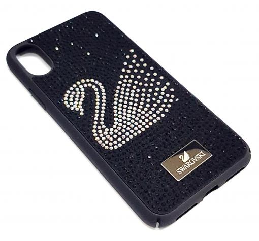 Луксозен твърд гръб Swarovski за Apple iPhone X - черен / Swan