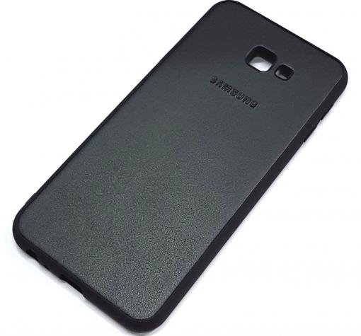 Луксозен кожен гръб за Samsung Galaxy J4 Plus 2018 - черен — снимка 2