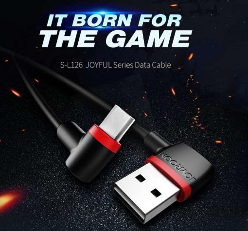 Оригинален USB кабел JOYROOM S-L126 за зареждане и пренос на данни 1m / Type-C/ - черен с червено — снимка 2
