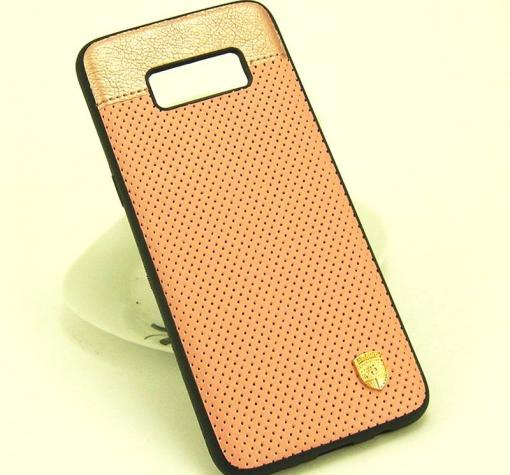 Луксозен кожен твърд гръб AIRBIRD със силиконов кант за Samsung Galaxy S8 G950 - Rose Gold / Grid — снимка 2